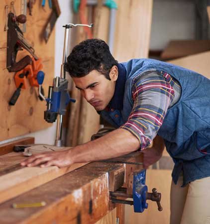 focused handyman working